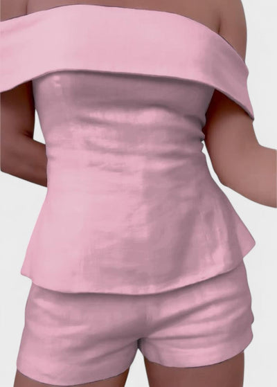 Shalita – Zweiteiliger Satz Aus Leinen Mit Schulterfreiem Oberteil