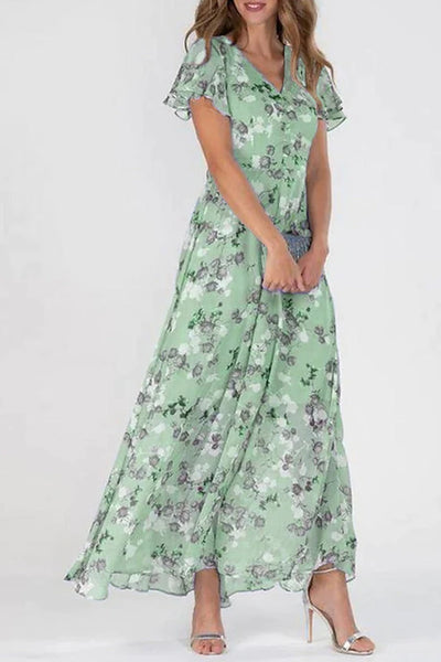Kaylee | Maxi-Kleid mit Floral-Design und Flatterärmeln
