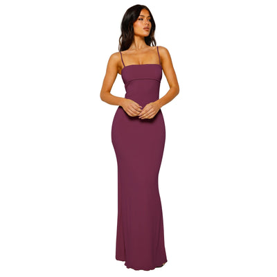 Sahari – Elegantes Bodycon-Maxikleid mit offenem Rücken