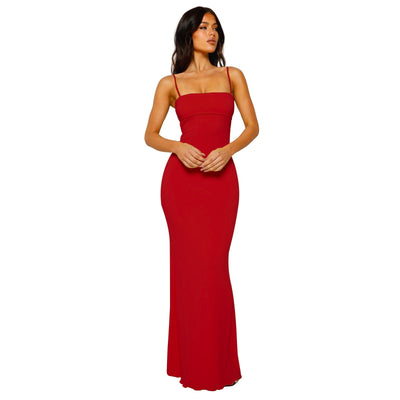 Sahari – Elegantes Bodycon-Maxikleid mit offenem Rücken