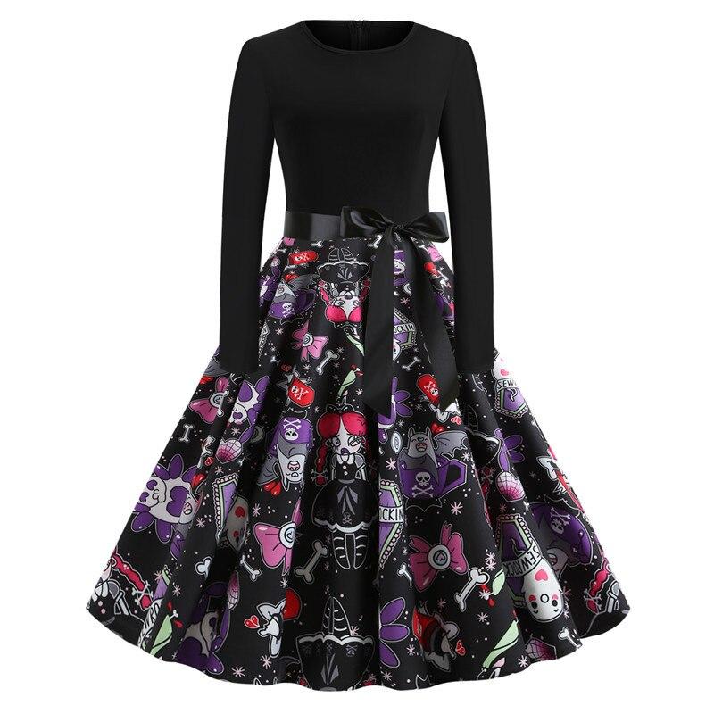 Gothic Karikatur Druck Halloween Kostum | Midi