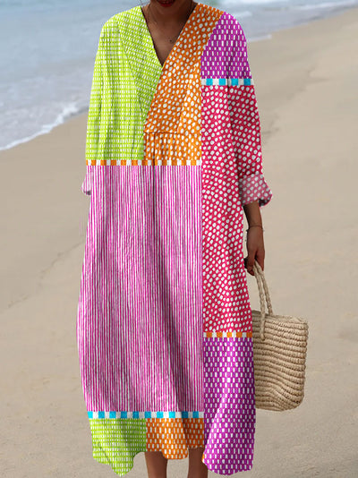 Emiliana – Elegantes Langärmeliges Kleid Mit Drucken