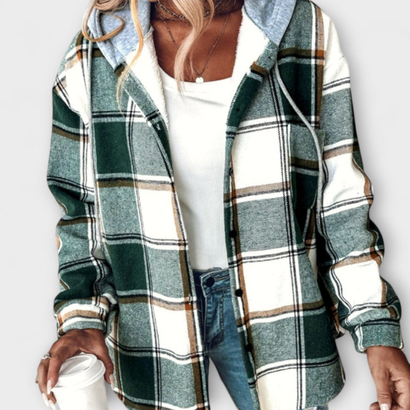Zelina - Karierter Kapuzenpullover für Frauen