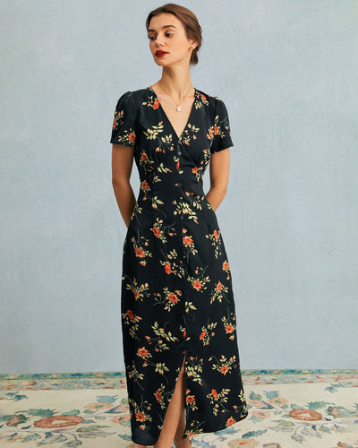 Kambria – Kurzärmeliges Midikleid Mit Blumenmuster