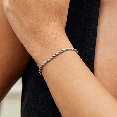 Verdrehtes Ketten-Silberarmband