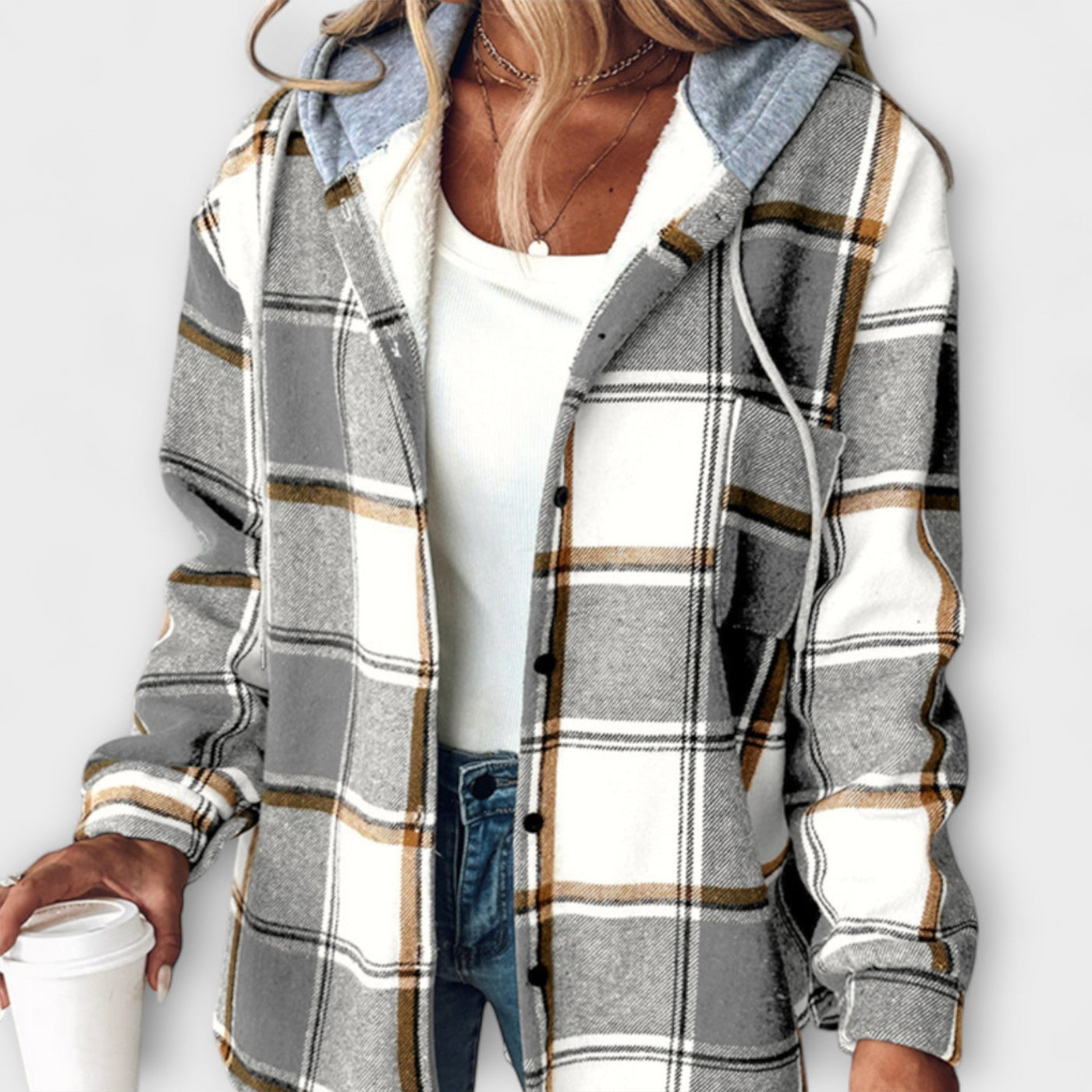 Zelina - Karierter Kapuzenpullover für Frauen