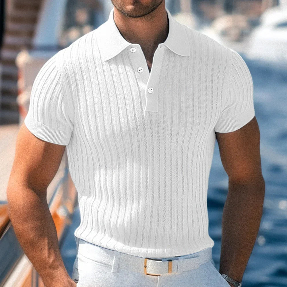 Herren Sommer Polo Mit Strukturiertem Strickdesign